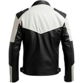 Men's Moto-Ghost Rider Black-White Sheepskin Leather Jacket